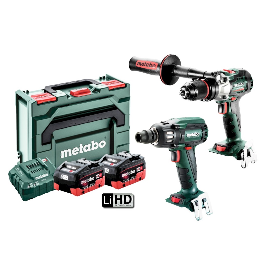 Metabo MET18BL2MB2HD5.5AH 5.5Ah LiHD Lithium-Ion Brushless Cordless Hammer Drill/Driver 130Nm & Impact Wrench Kit 400Nm AU68201055