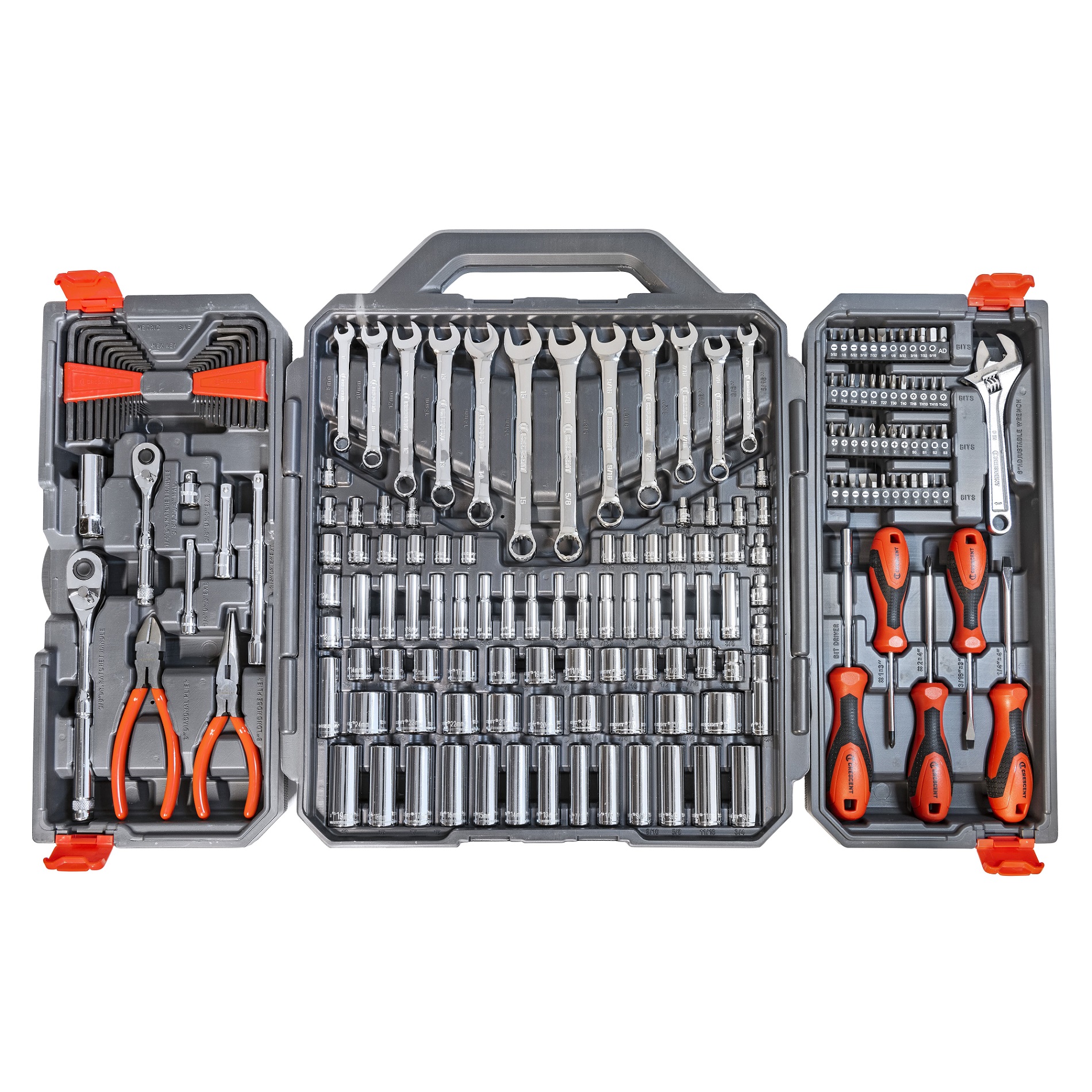 CRESCENT CTK180 180 Piece 1/4” & 3/8” Drive 6 Point SAE/Metric Professional Tool Set