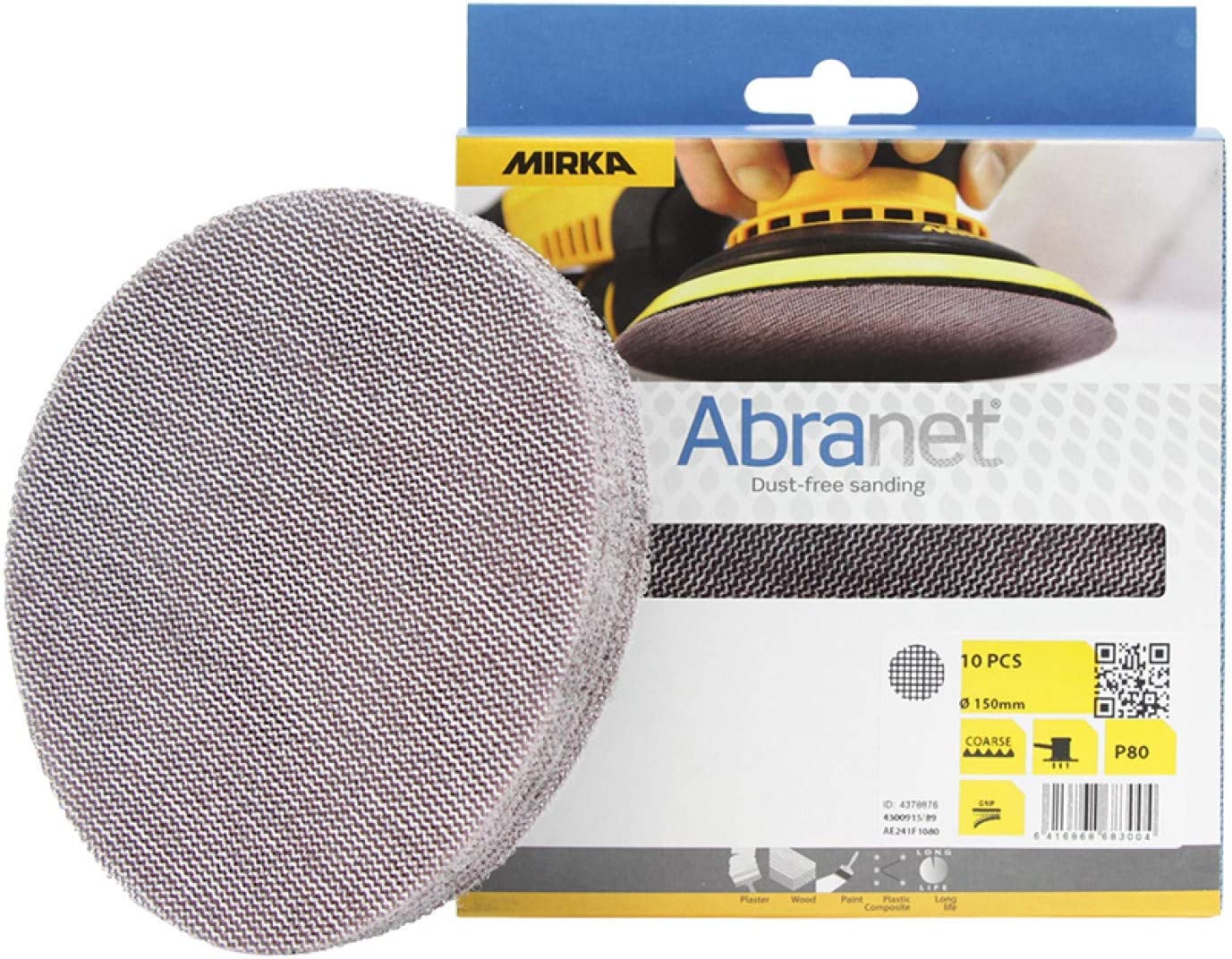 Mirka AE241F1080 Abranet Sanding Discs 150mm Grip P80 Grit 10 Pack - Image 3