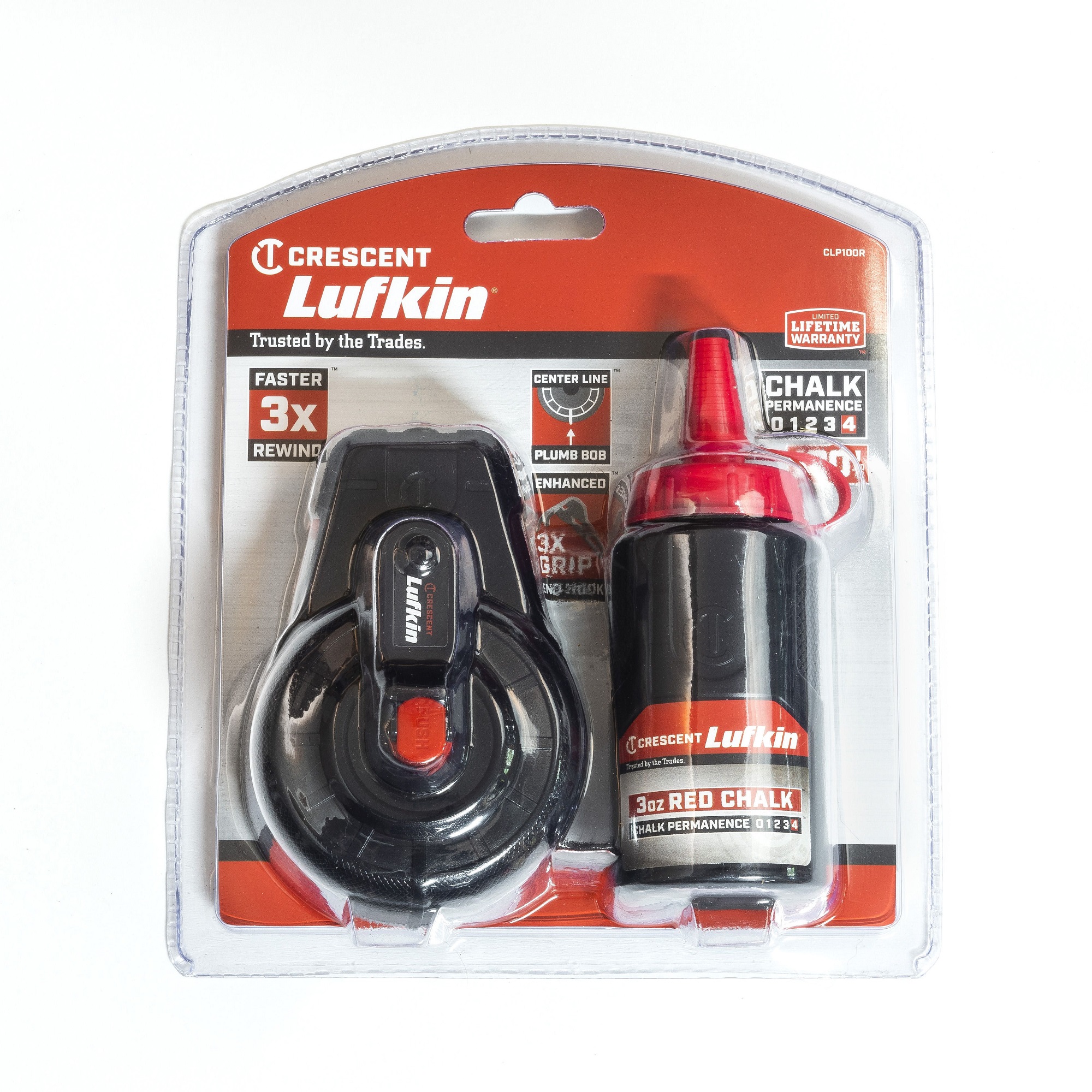 CRESCENT Lufkin CLP100R 30m Contractor Chalk Reel 3:1 Gear Ratio with Red Chalk