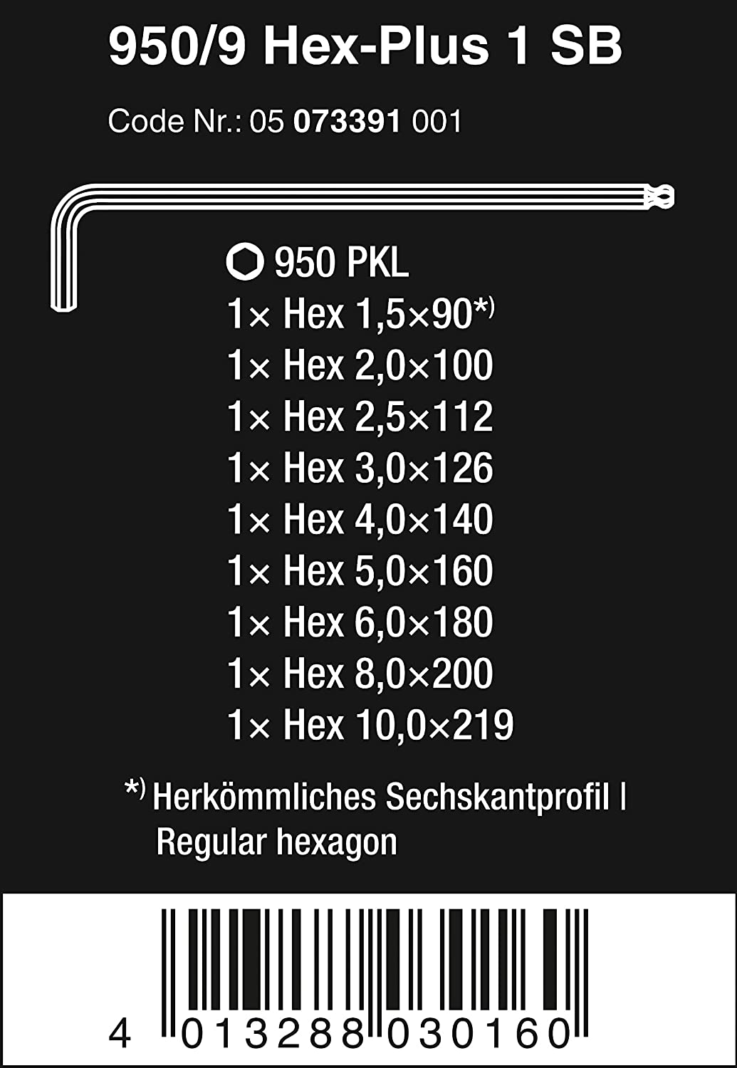 Wera 073391 950/9 Hex-Plus L-Key Ball End Hex Key Set Metric 9 Piece - Image 10