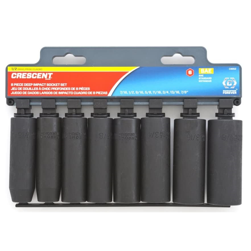CRESCENT CIMS2 1/2" Square Drive 6 Point Deep Impact Socket Set 8 Piece SAE Imperial
