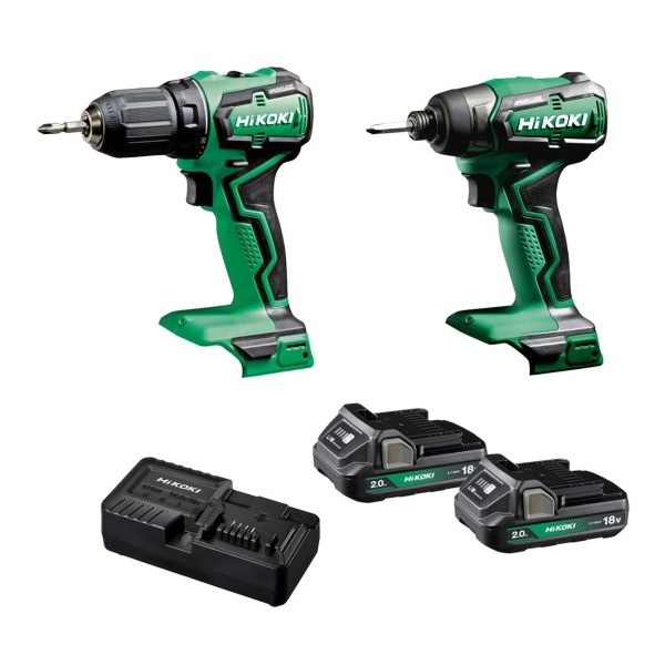 HiKOKI KC18DD(HCZ) 18V Brushless 2.0Ah Drill Driver & Impact Driver 2 ...