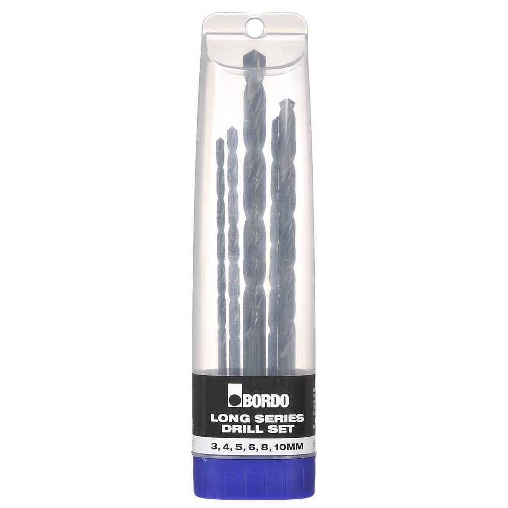 Bordo 2501S1 Long Series HSS Drill Bit Set 6 Piece Metric Black