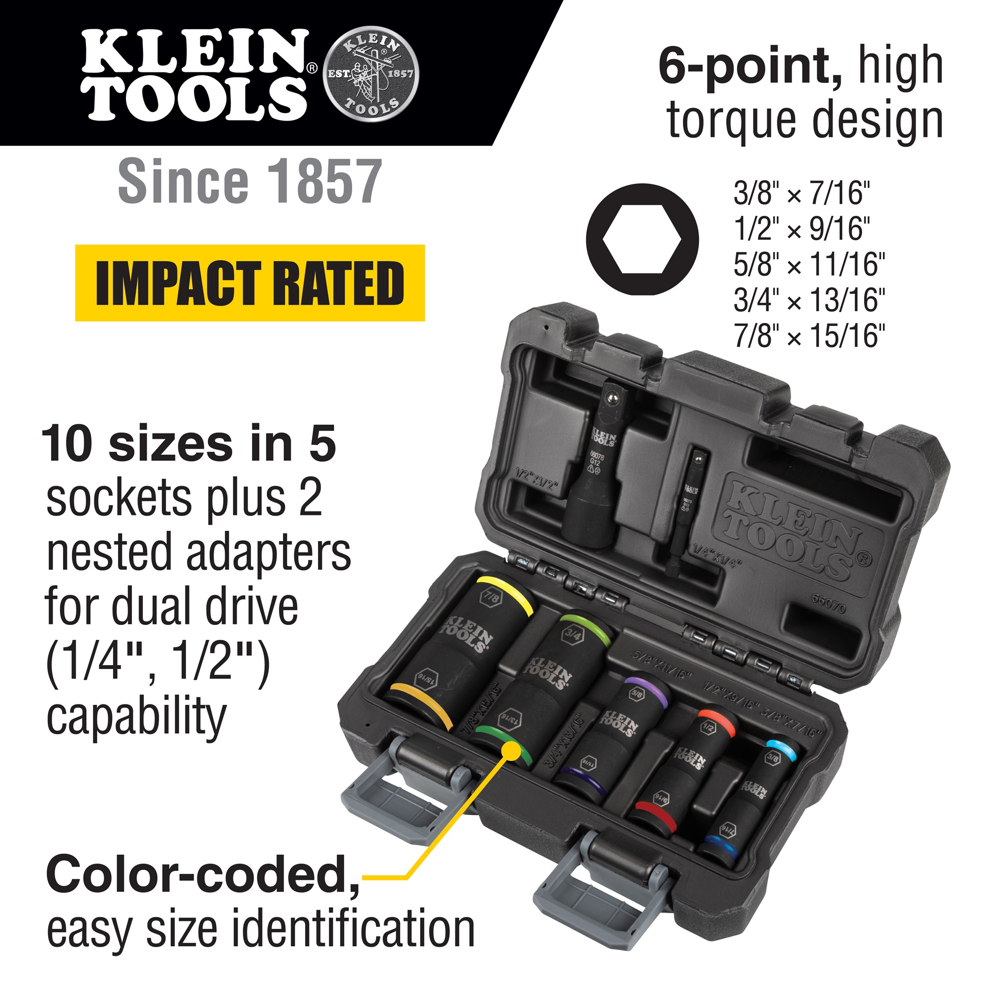 Klein Tools A-66070 Flip Impact Socket Set 7 Piece - Image 2