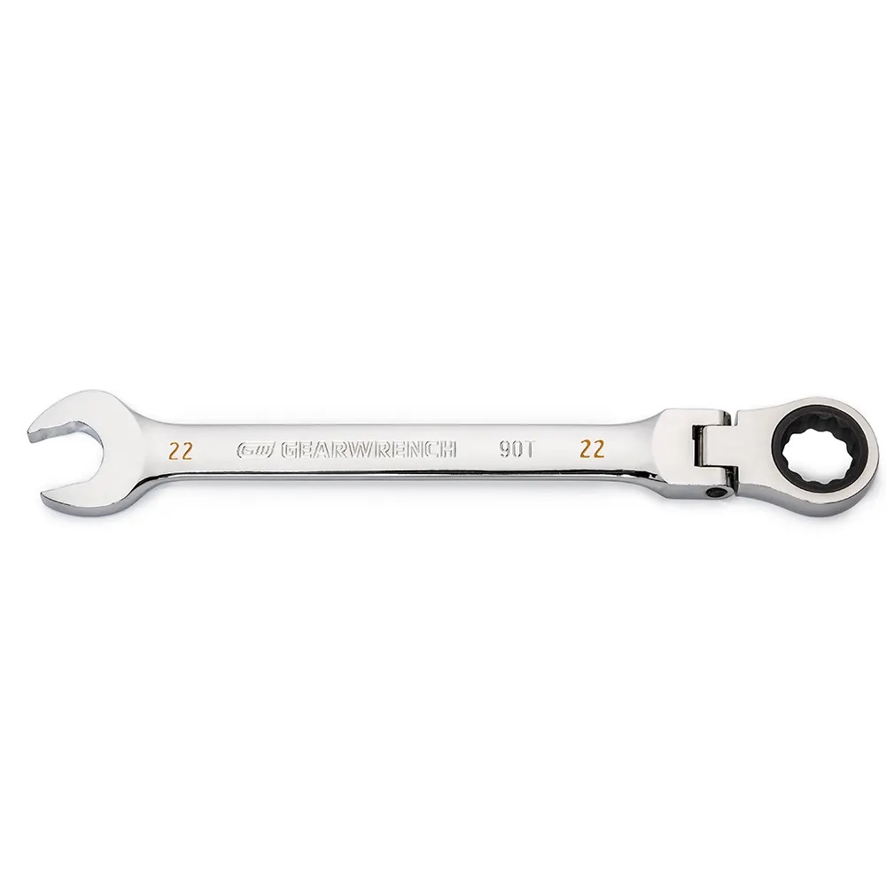 GEARWRENCH 86722 90 Tooth Flex-Head Ratcheting Combination Spanner Wrench 12 Point 22mm 90T Image