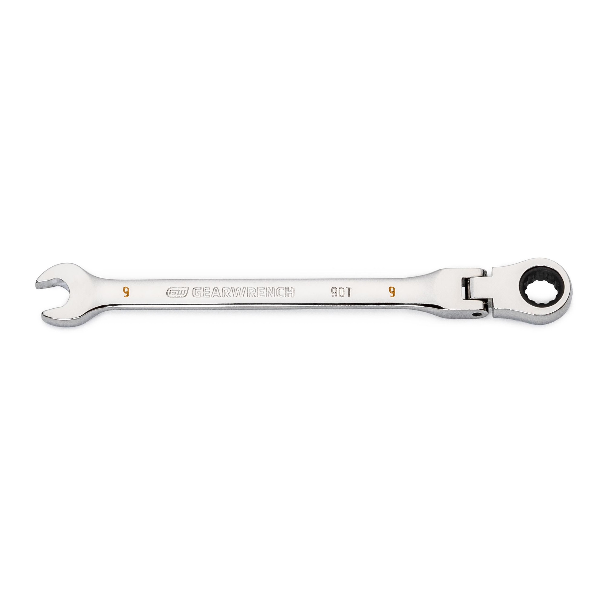 GEARWRENCH 86709 90 Tooth Flex-Head Ratcheting Combination Spanner Wrench 12 Point 9mm 90T Image