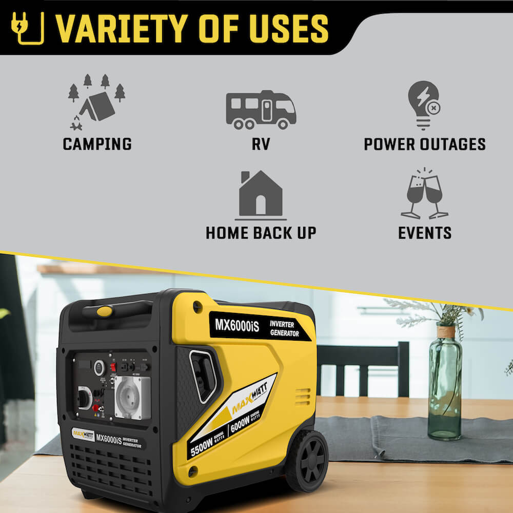 MaxWatt MX6000IS 6000W Pure Sine Wave Digital Inverter Generator - Image 3