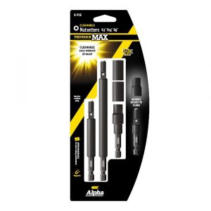 Alpha NSSMC-SET6 ThunderMax Cleanable Nutsetter Kit 1/4", 5/16" & 3/8" 6 Piece Set