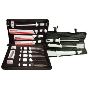Starrett Professional Butchers Knife Set In a Carry Case with Filleting Set 13 Piece Bundle BKK-11W & BKK-2W-NZ