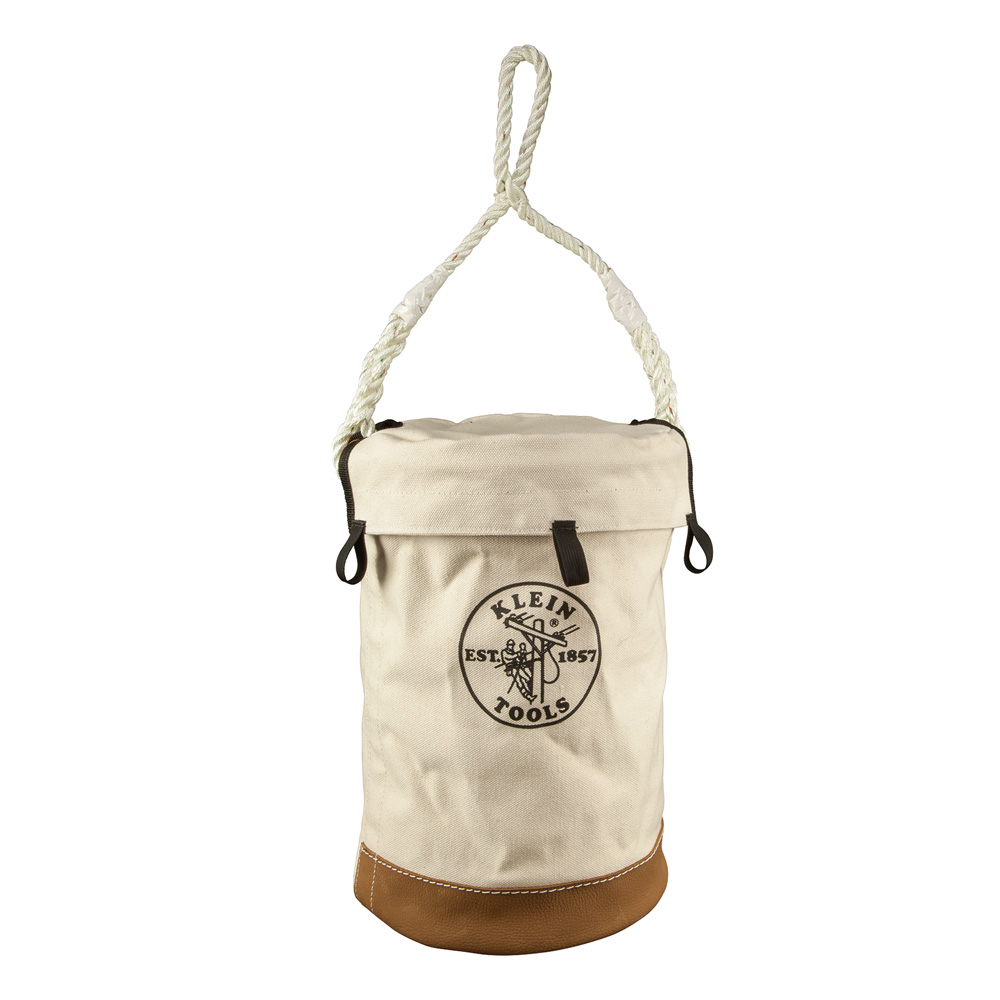 KLEIN Tools A-5104VT Canvas Tool Bucket Bag, Leather-Bottomed Bucket with Top Image