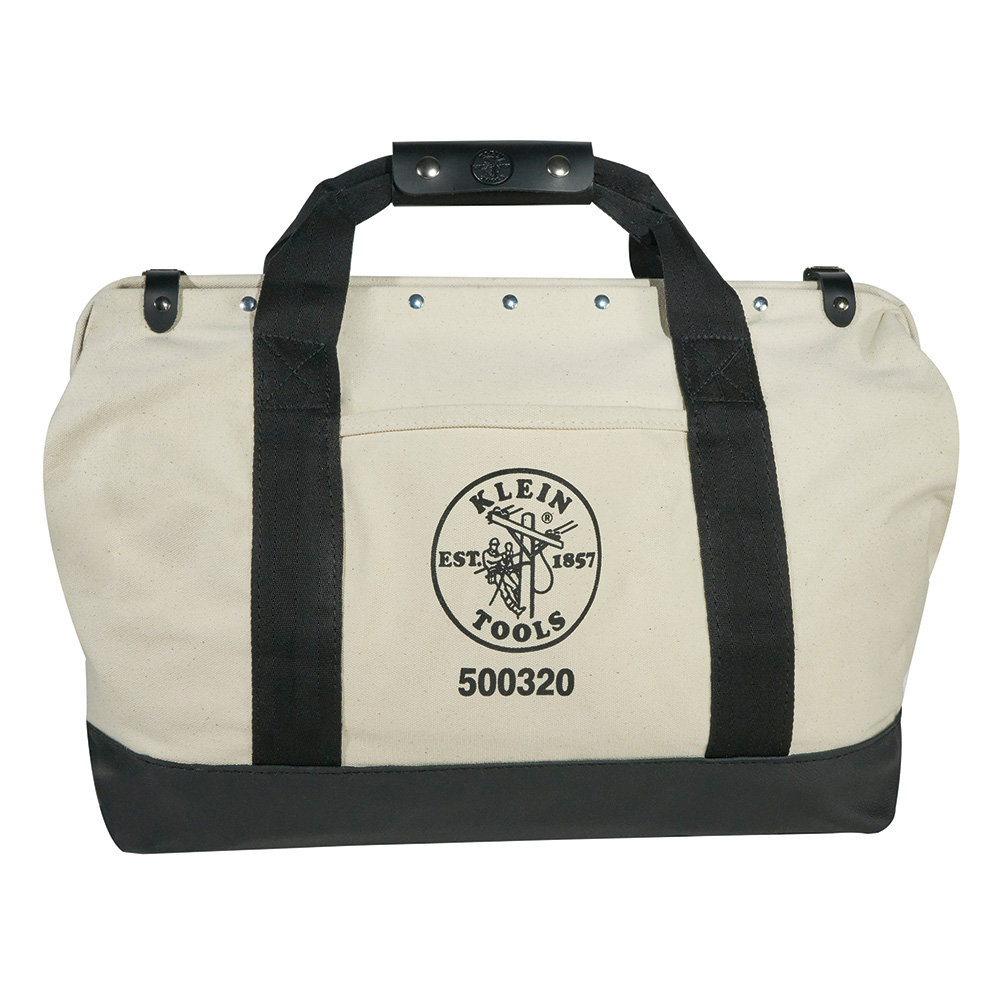 KLEIN Tools A-5003-20 Canvas Tool Bag with Leather Bottom, 15 Pockets, 50.8cm Image