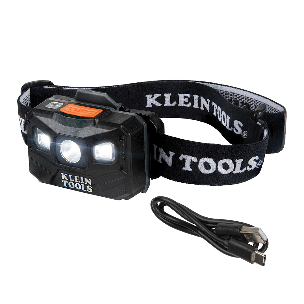KLEIN Tools A-56048 Rechargeable Headlamp with Fabric Strap, 400 Lumens, All-Day Runtime Image