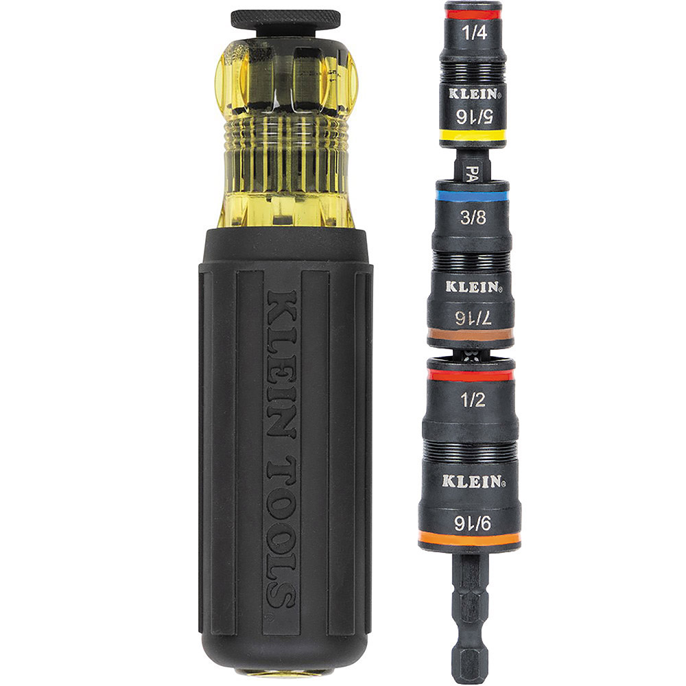KLEIN Tools A-32910 7-in-1 Impact Rated Flip Socket Set with Handle Image