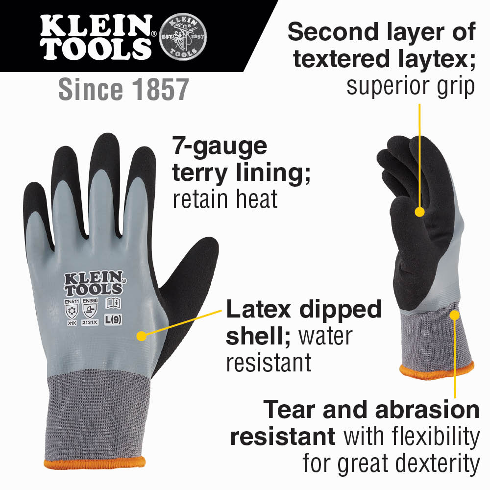 KLEIN Tools A-60389 Thermal Dipped Gloves, Large - Image 7