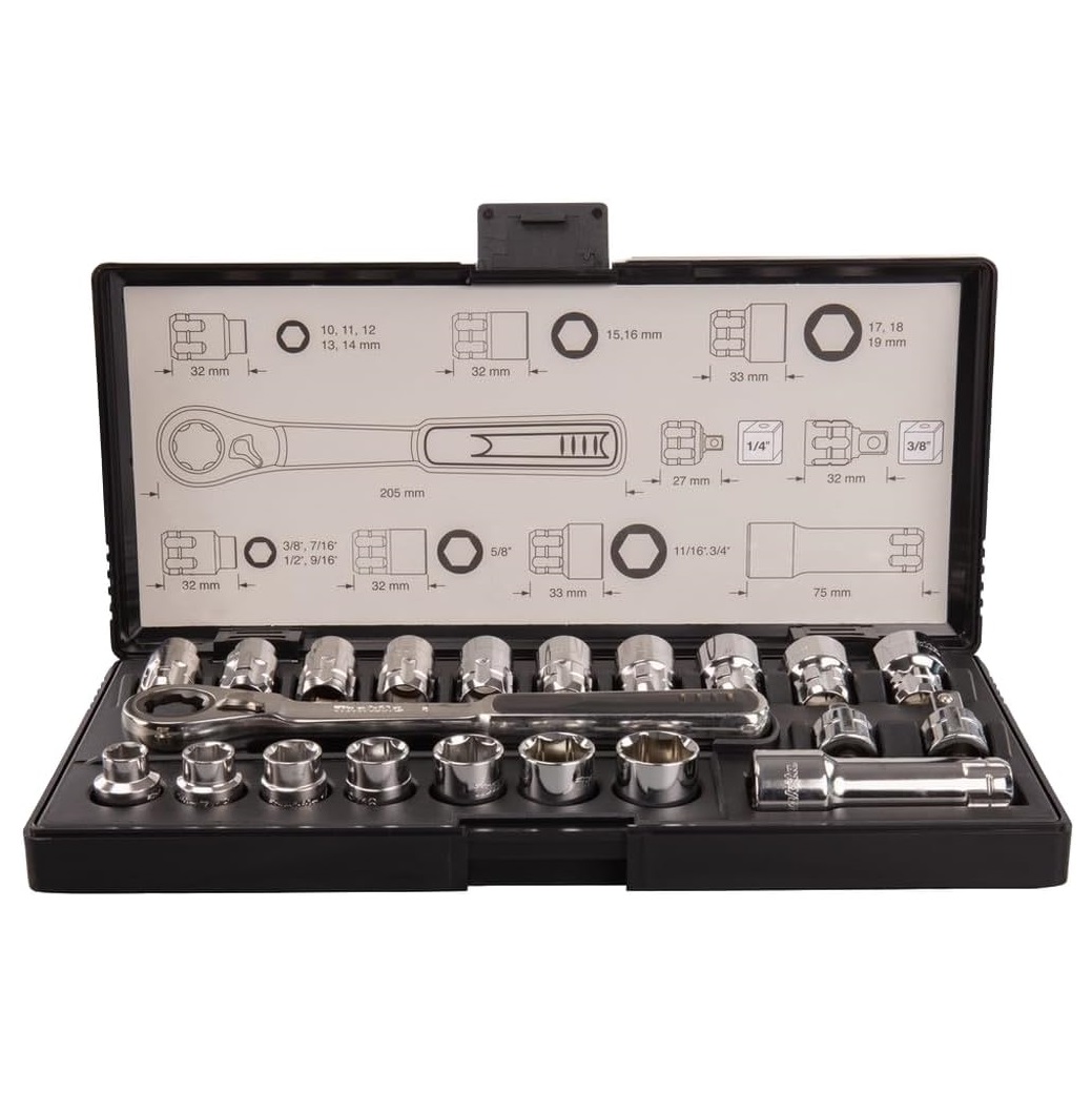 Makita B-65604 Pass Thru Socket 21 Piece Set Metric & SAE Imperial Image