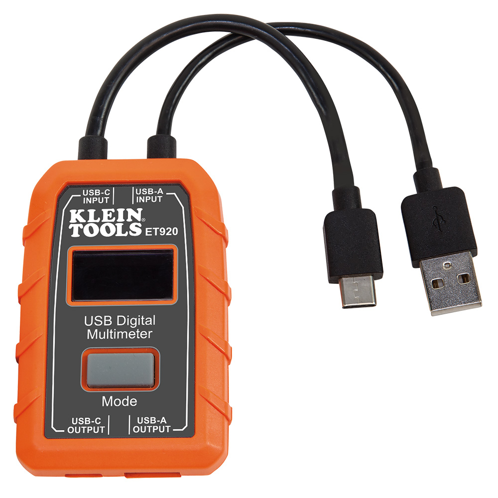 KLEIN Tools A-ET920 USB Digital Meter, USB-A and USB-C Image