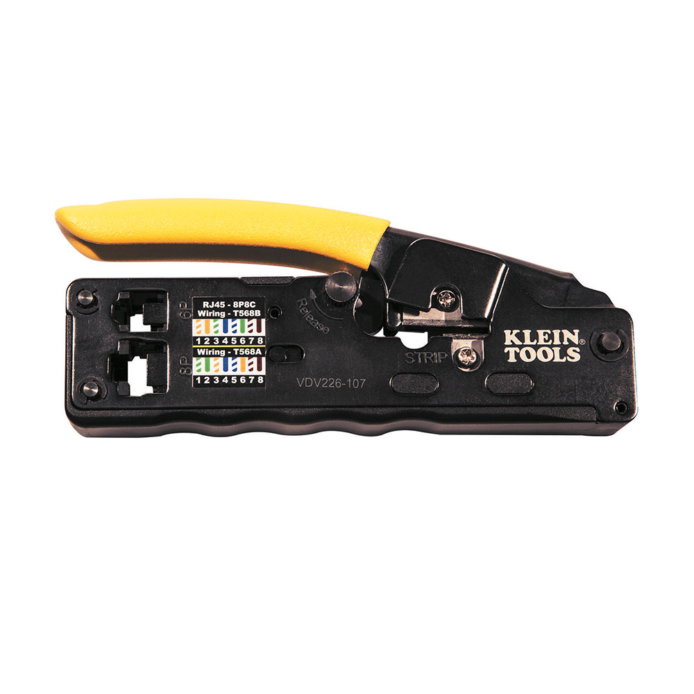 KLEIN Tools A-VDV226-107 Ratcheting Data Cable Crimper / Stripper / Cutter, Compact Image