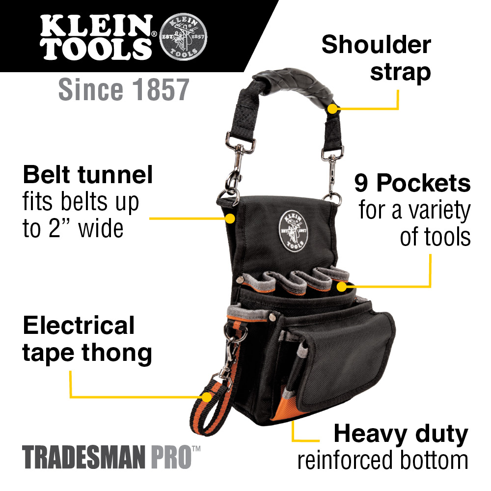 KLEIN Tools A-5242 Tradesman Pro™ Tool Pouch, 9 Pockets, 24.1 x 7.5 x 24.1cm - Image 5