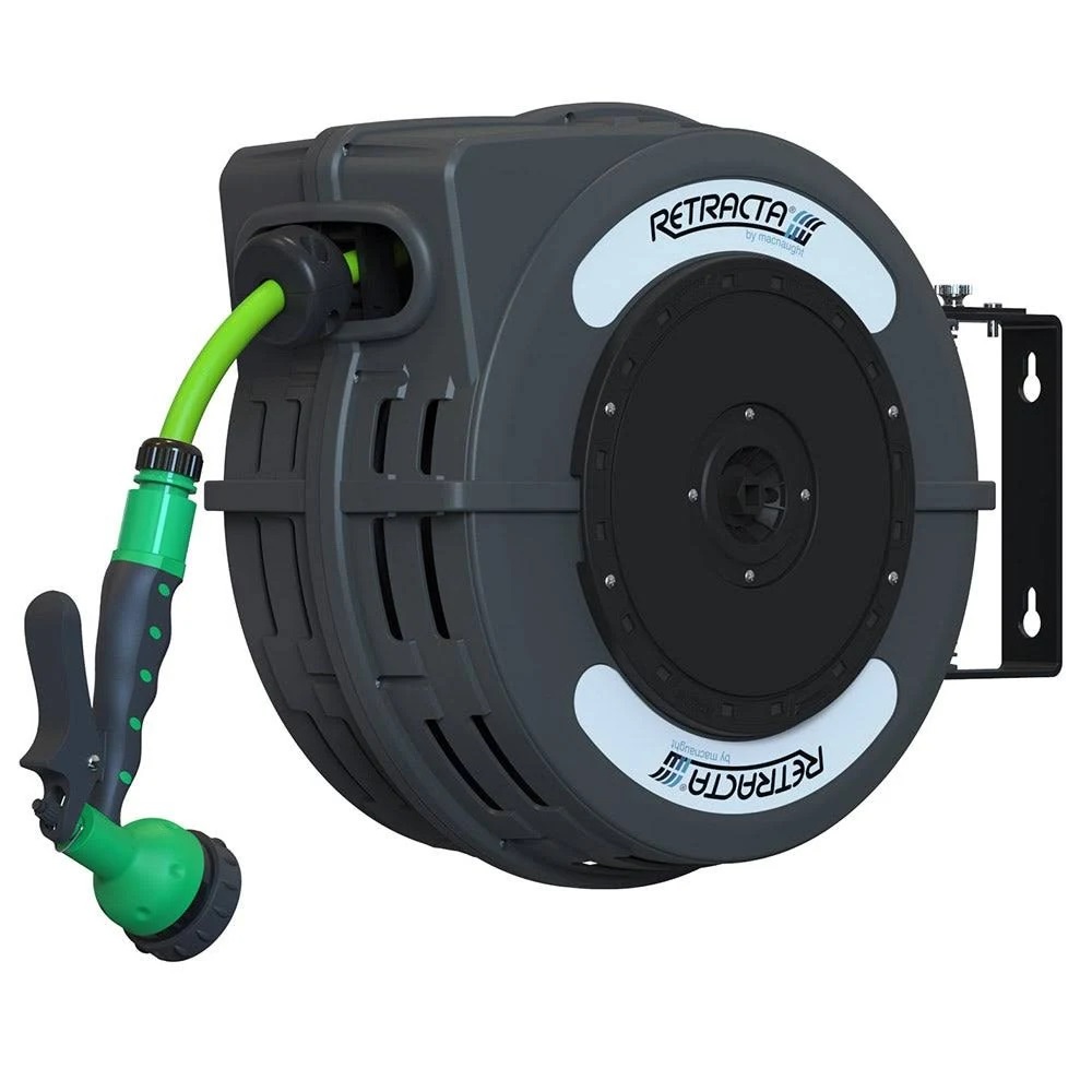 Macnaught C1DR412D-03DD RETRACTA C1 Compact, 1/2″x12m Garden Horticulture Water Hose Dark Grey Reel Image