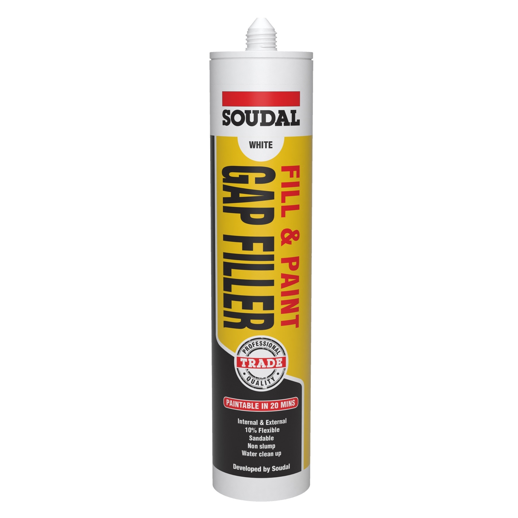 Soudal 122394 Fill & Paint Gap Filler White 300ml 105294 Image
