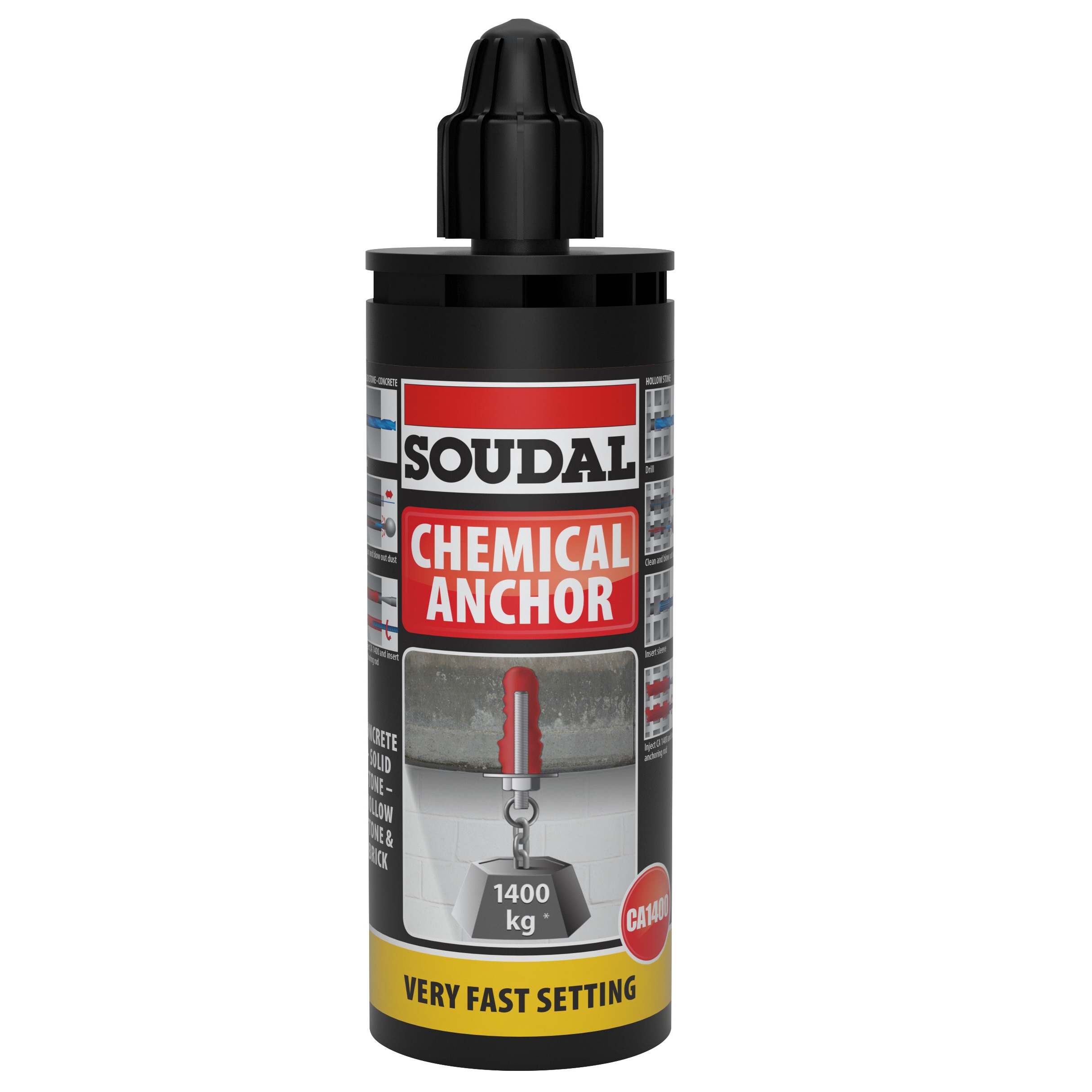 Soudal 125538 Soudafix CA 1400 Very Fast Setting Chemical Anchor 165ml Grey Image