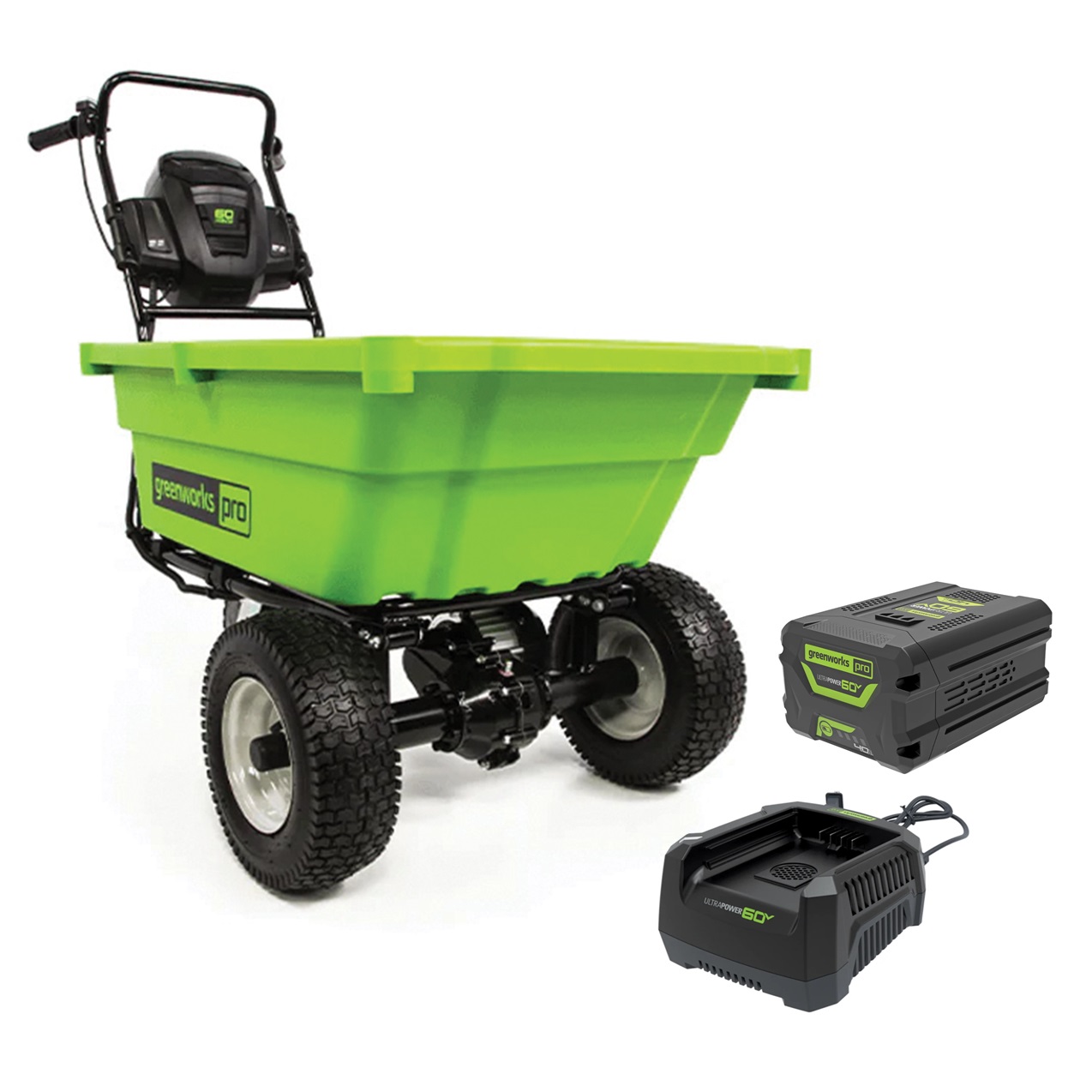 Greenworks Pro 7404407AU-Kit-4 60V 4.0Ah Lithium-Ion Cordless Garden Trolley / Cart Combo Kit Image