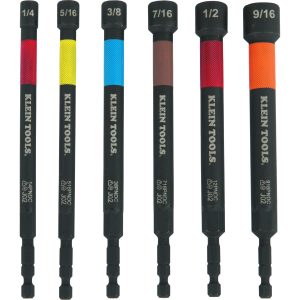 KLEIN Tools A-32930 Magnetic Color-Coded Power Nut Setters, 6-Piece Set