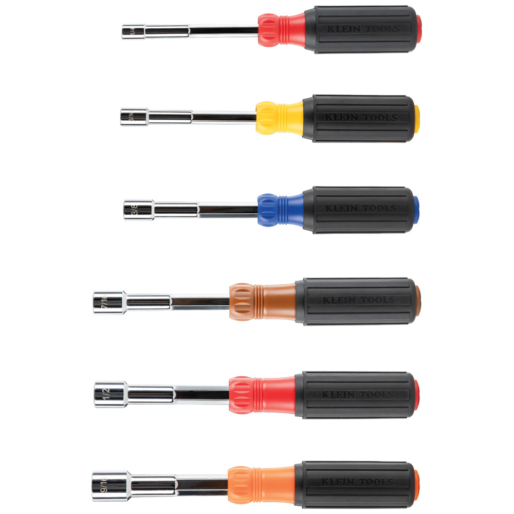 KLEIN Tools A-65411 Color-Coded Hollow-Shaft Heavy-Duty Nut Driver Set, 6-Piece Image