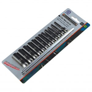 Dual Action 11041201 12 Piece 1/4″ Square Drive, Thin Wall Impact 6 Point Deep Socket Set Metric