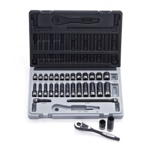 Dual Action 14043102 31 Piece 1/4 Square Drive, Thin Wall Impact 12 Point Metric, Standard & Deep Socket Set