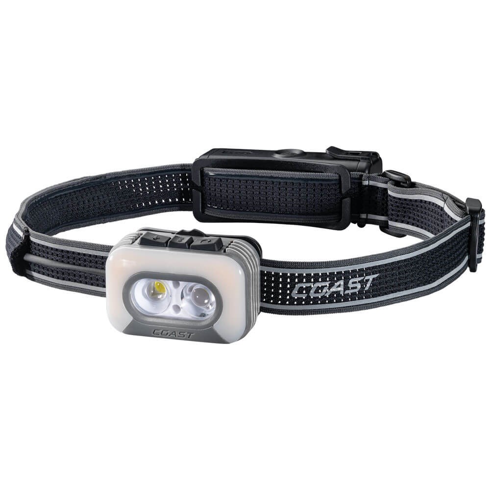 COAST RL35R Rechargeable Dual Power 1100 Lumen Tri Colour Voice Control Headlamp with Red Rear Lighting Image