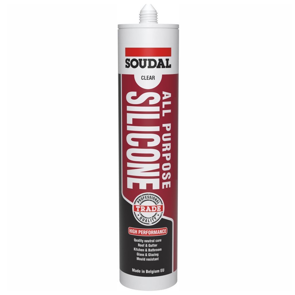 Soudal 121662 All Purpose Trade Silicone Kitchen Roof Glass Colorbond Clear 300ml 106017 Image