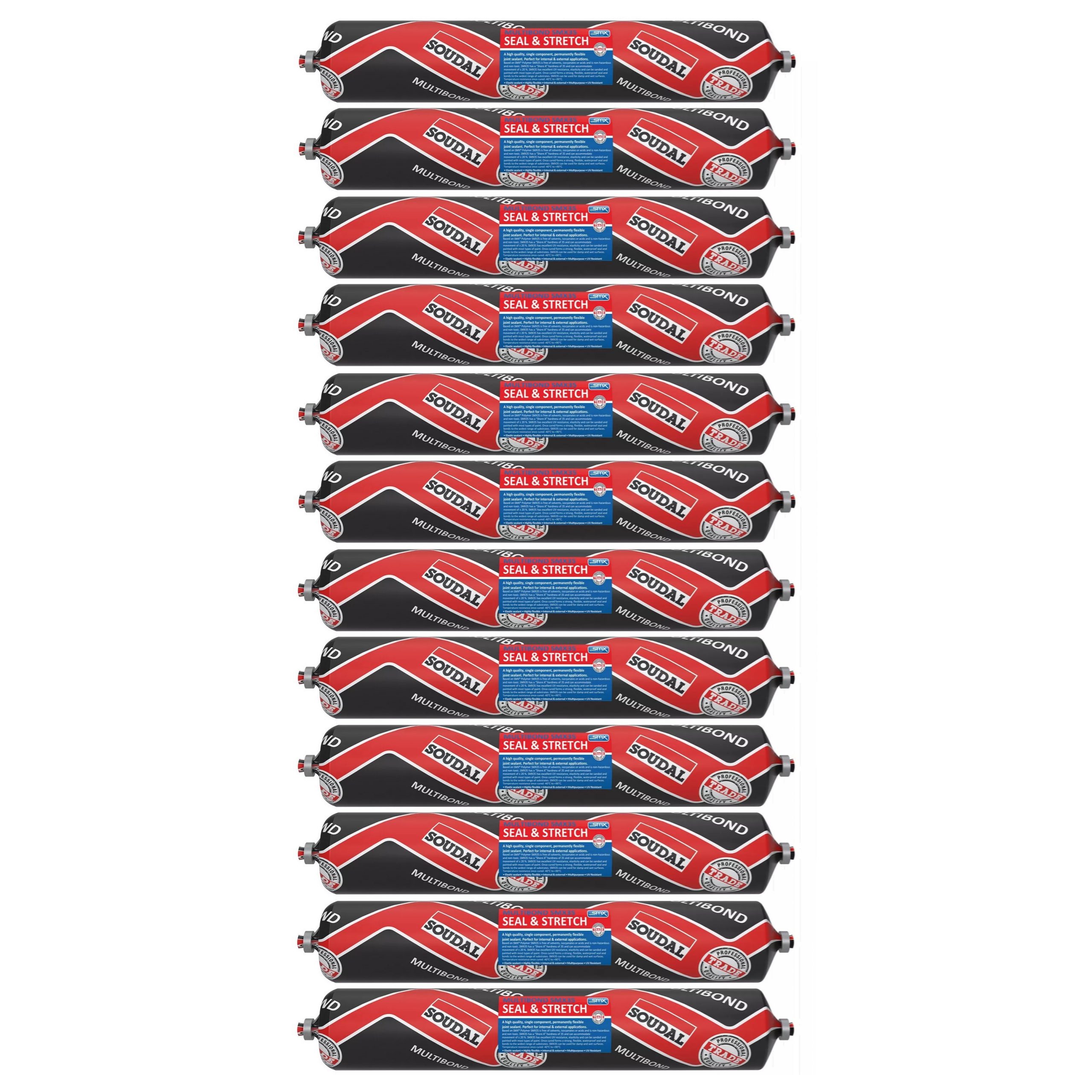 Soudal 124598 Multibond SMX35 – Seal & Stretch 600ml Sausage, SMX® Polymer Sealant Adhesive White 12 Pack (1 Box) 119246 Image