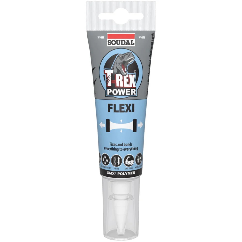 Soudal 132602 T-Rex Flex Highly Elastic 125ml SMX® Polymer Sealant Adhesive Bright White 146112 Image