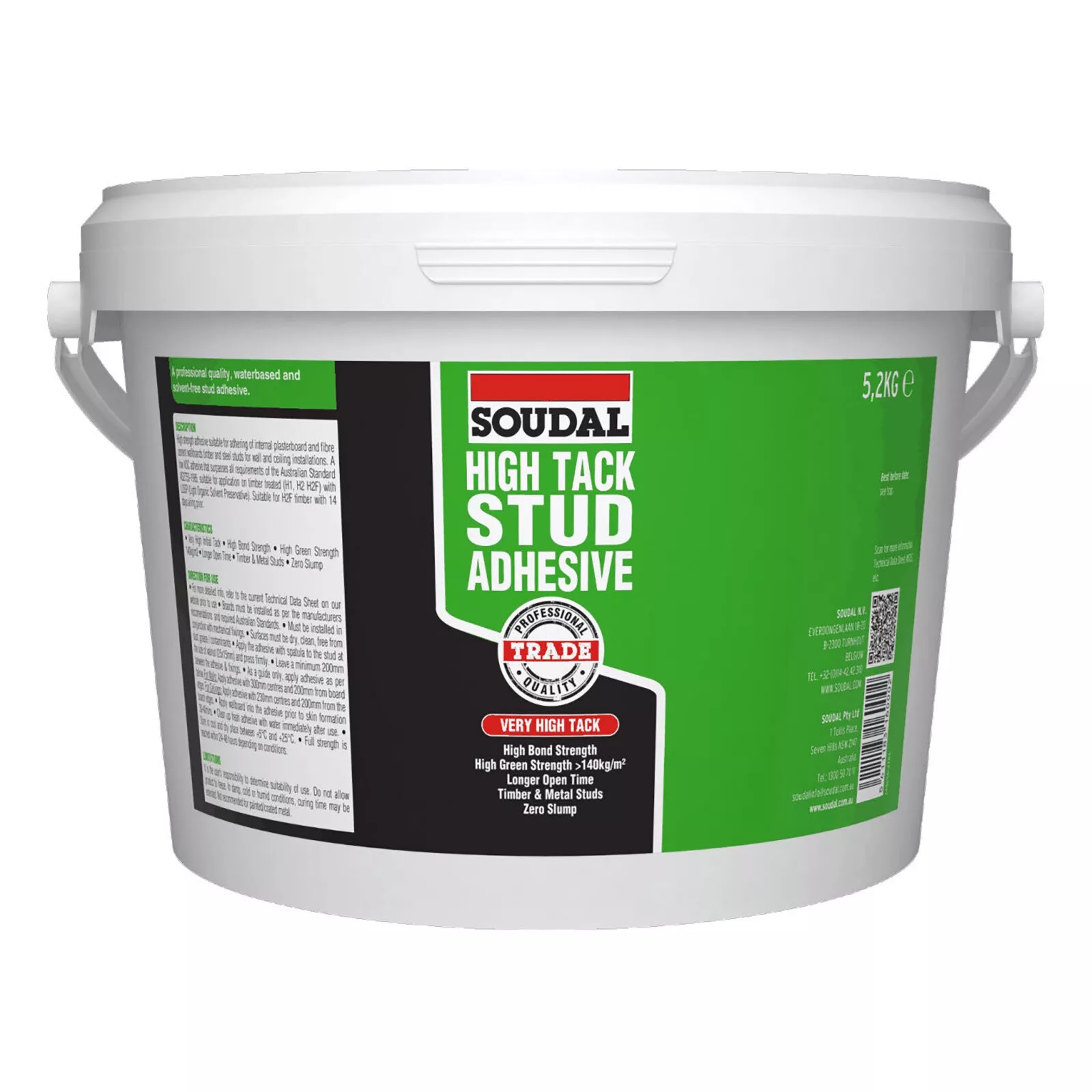 Soudal 144656 High Tack Stud Adhesive Blue 5.2kg Tub 160002 Image