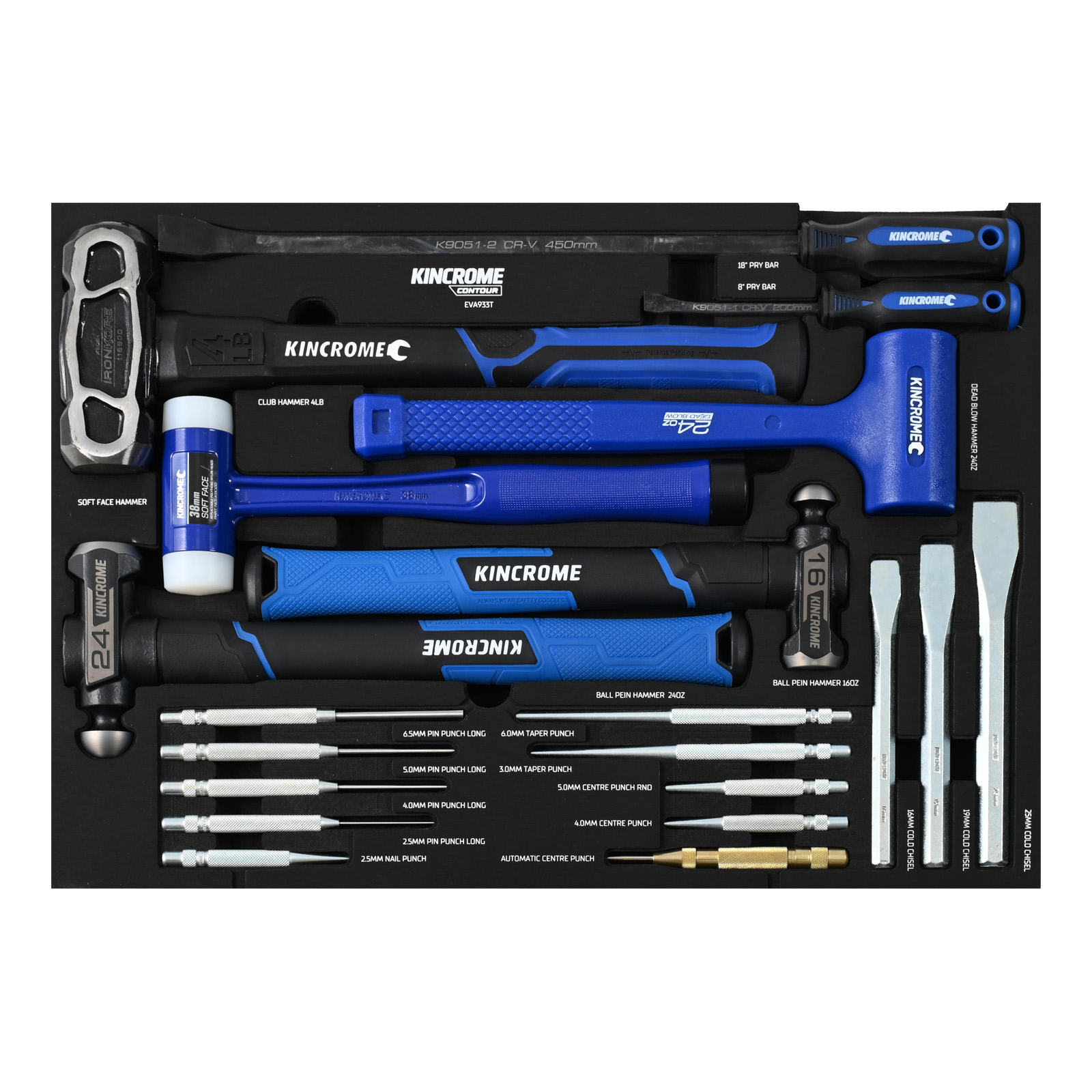 Kincrome EVA933T CONTOUR® 20 Piece Striking & Prying EVA Tray Set Image