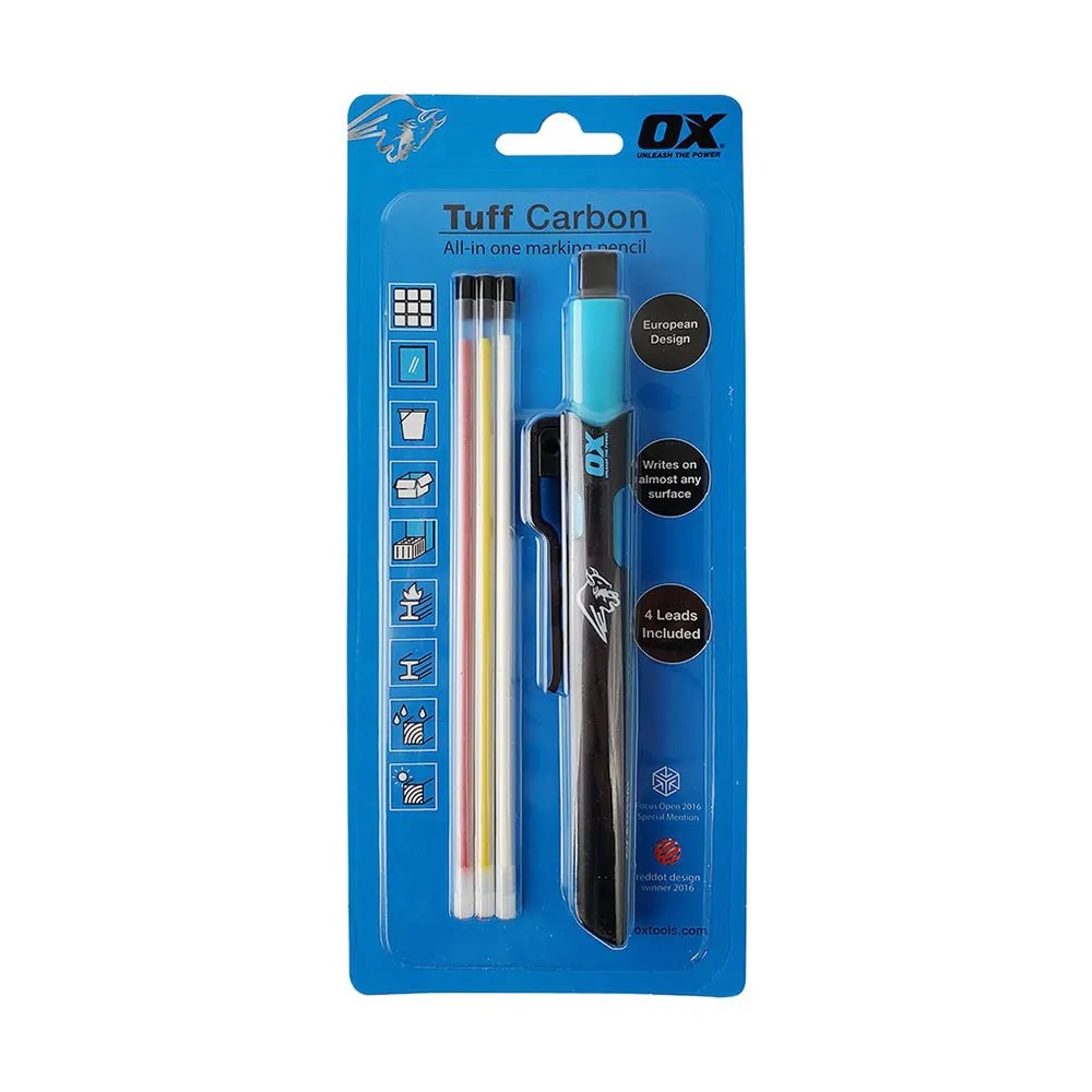 OX Tools OX-P503210 Pro Tuff Tradesman Carbon Marking Clutch Pencil, Value Pack with 4 Leads Image