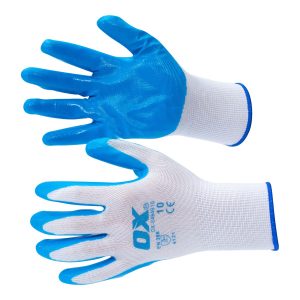 OX Tools OX-S484610 Polyester Lined Nitrile Glove Pack of 5 - Size 10 (XL)