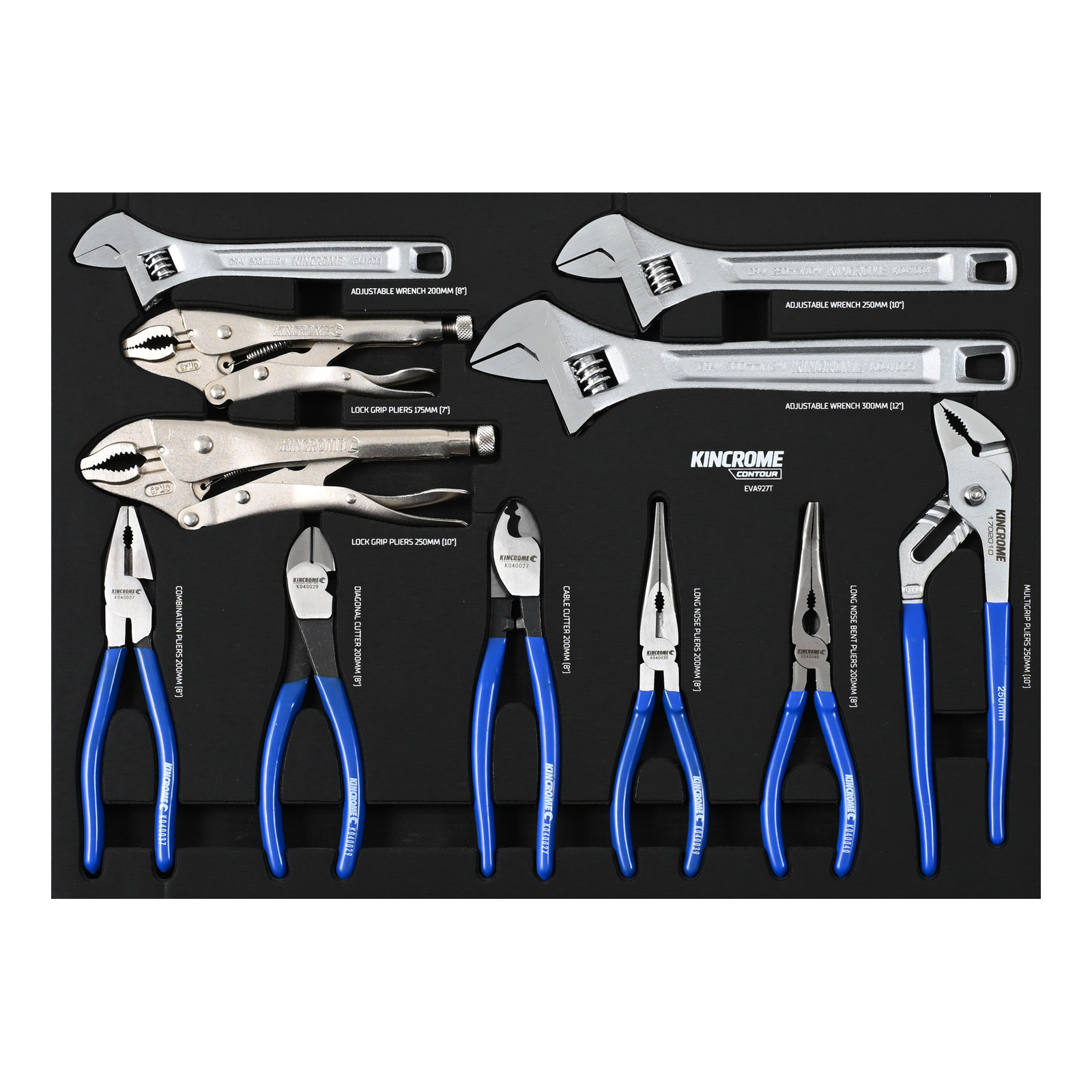 Kincrome EVA927T CONTOUR® 11 Piece Pliers & Wrenches EVA Tray Set Image