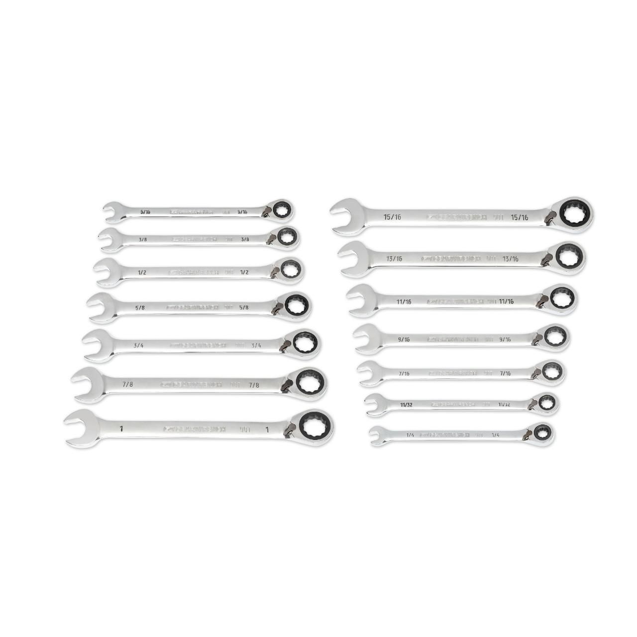GEARWRENCH 86660 14 Piece 90 Tooth Reversible Combination Ratcheting Wrench Spanner Set SAE/Imperial 90T Image