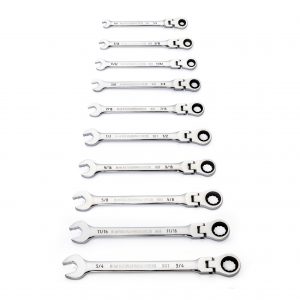 GEARWRENCH 86758 10 Piece 90 Tooth Flex Head Combination Ratcheting Wrench Spanner Set SAE/Imperial 90T