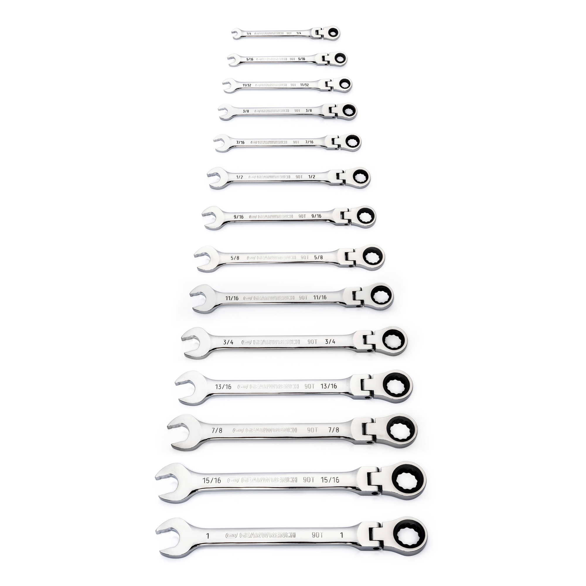 GEARWRENCH 86759 14 Piece 90 Tooth Flex Head Combination Ratcheting Wrench Spanner Set SAE/Imperial 90T Image