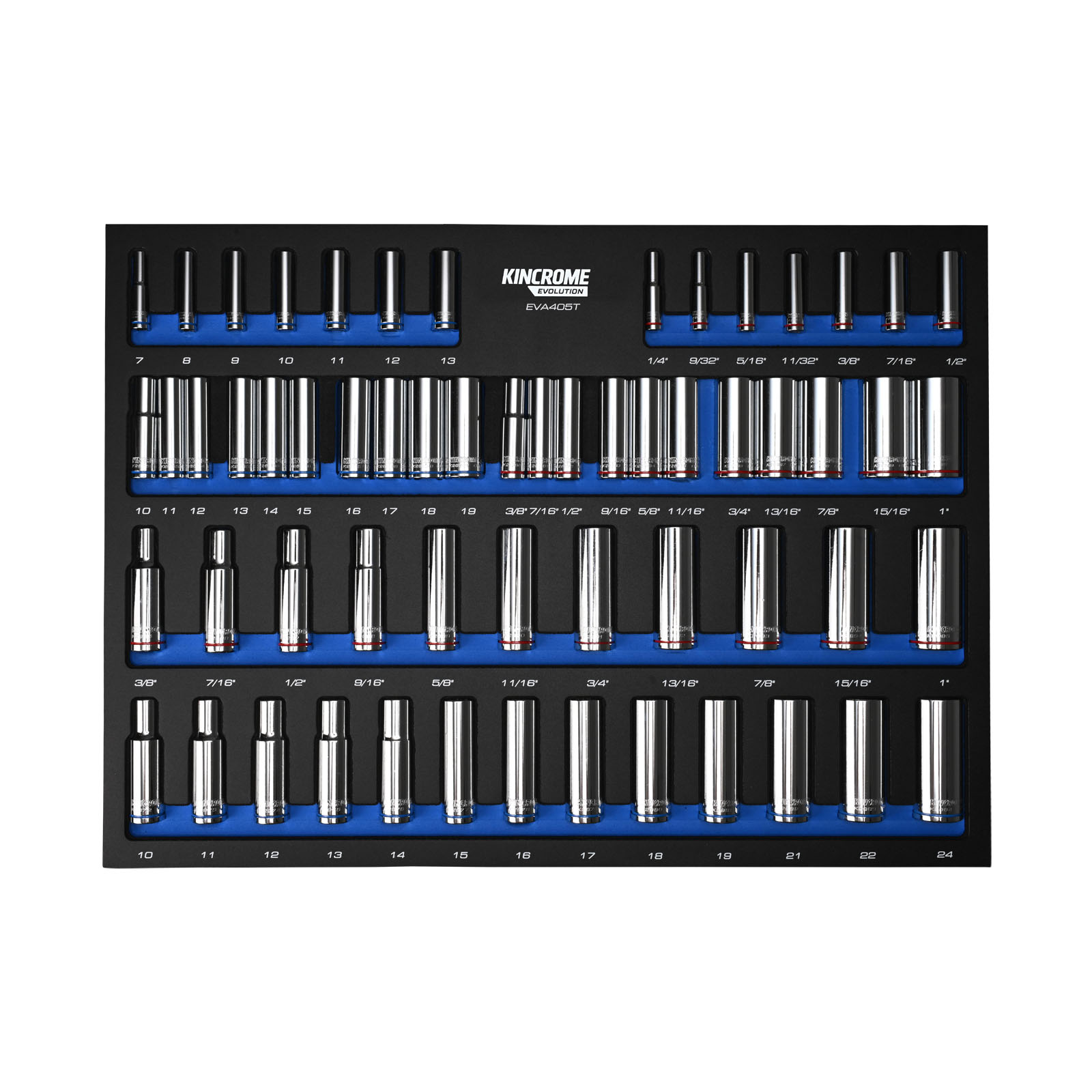 Kincrome EVA405T EVOLUTION 59 Piece Deep Sockets EVA Tray Set Image
