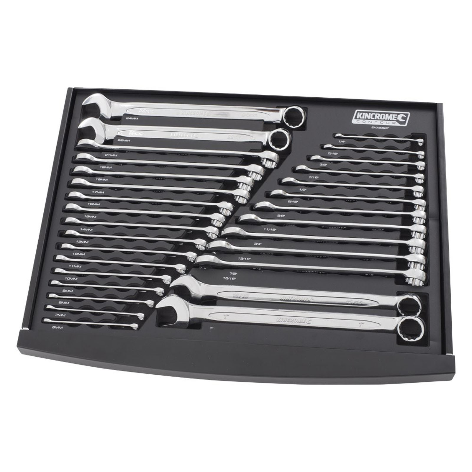 Kincrome EVA558T CONTOUR® 30 Piece Combination Spanners EVA Tray Set Image