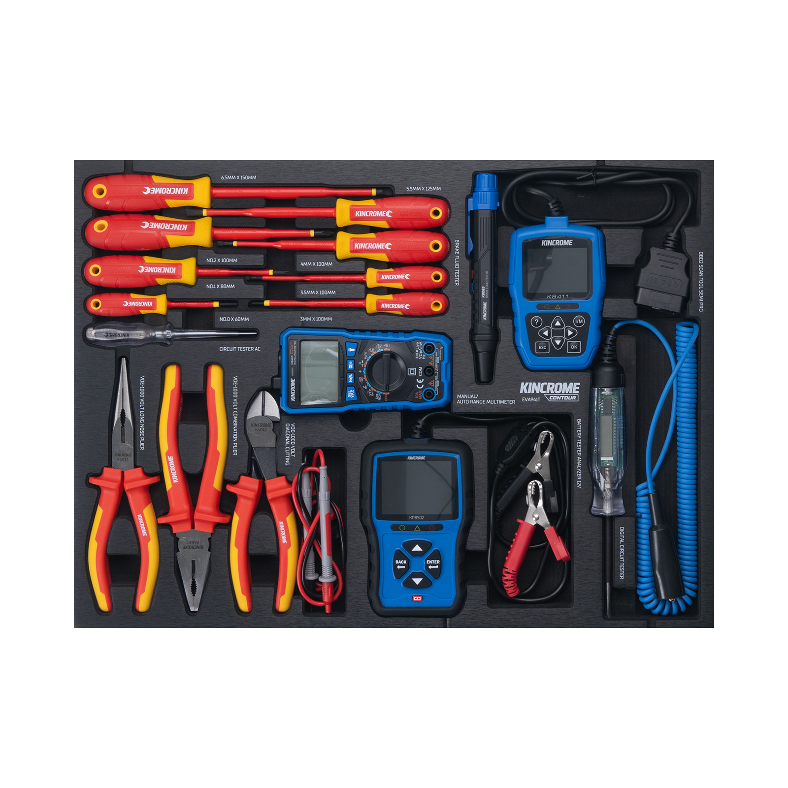 Kincrome EVA941T CONTOUR® 17 Piece VDE & Testing EVA Tray Set Image