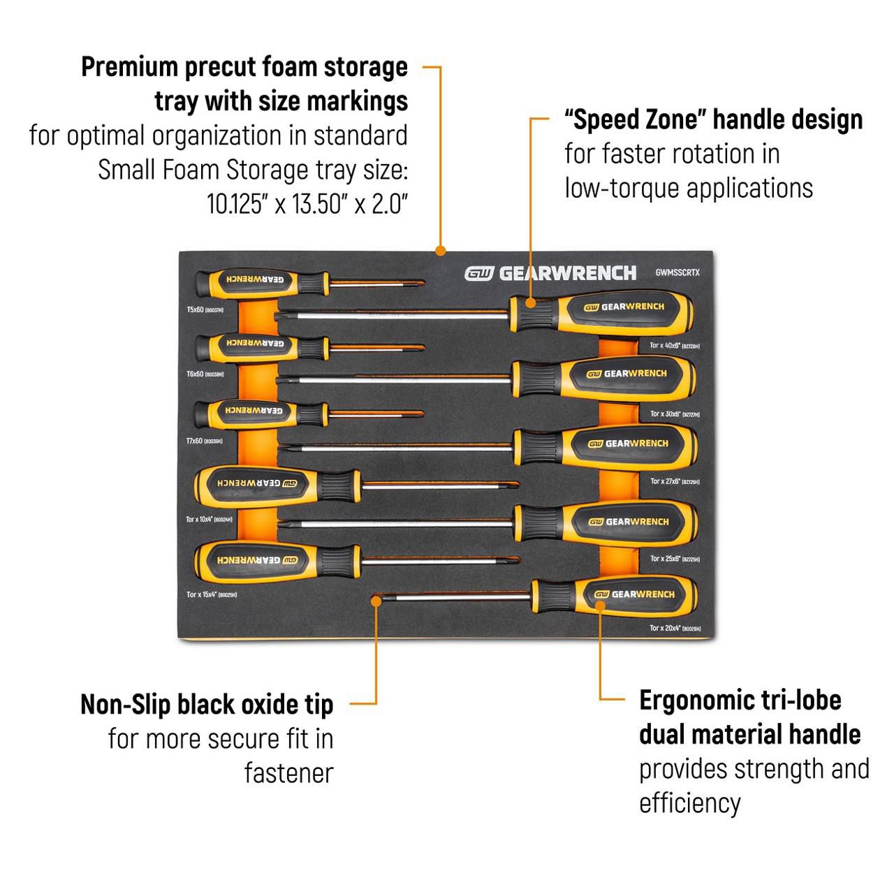 GEARWRENCH GWMSSCRTX 10 Piece Torx® Dual Material Screwdriver Set in EVA Foam Storage Tray - Image 10