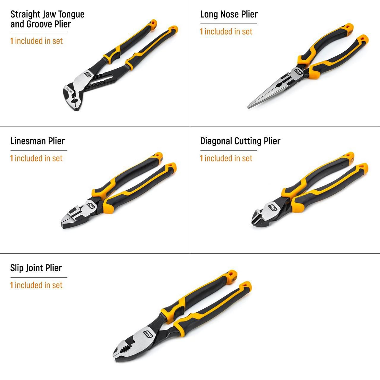 GEARWRENCH GWMSPLR01 5 Piece PITBULL Cushion Grip Pliers Set in EVA Foam Storage Tray - Image 8