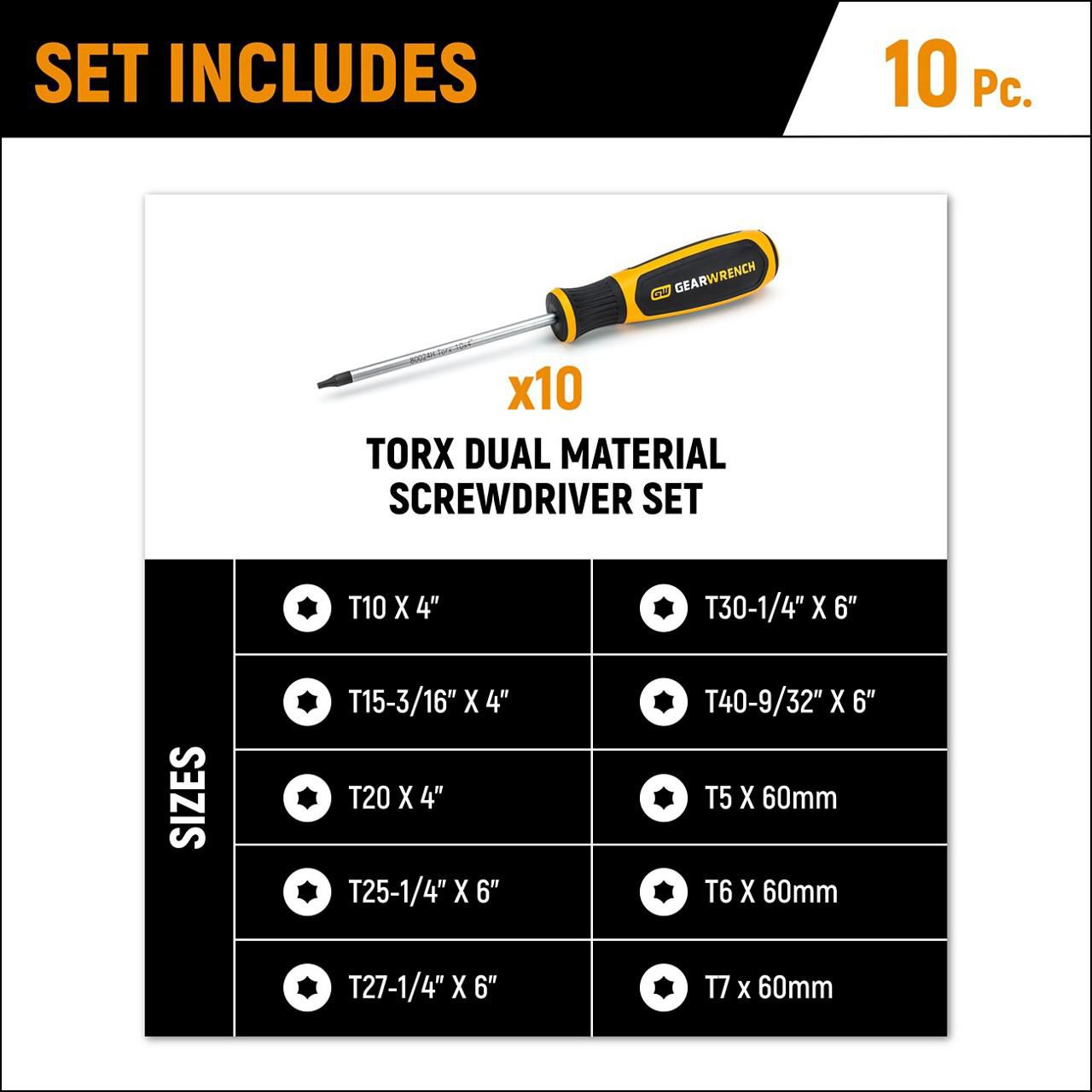 GEARWRENCH GWMSSCRTX 10 Piece Torx® Dual Material Screwdriver Set in EVA Foam Storage Tray - Image 9