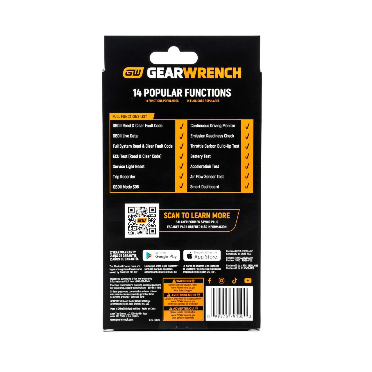 GEARWRENCH GWSCAN Everyday Diagnostic Tool Bluetooth OBDII Tester - Image 11